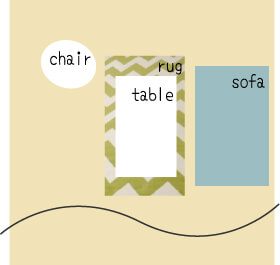 一人暮らしのラグ～ローテーブル下 サイズイメージ